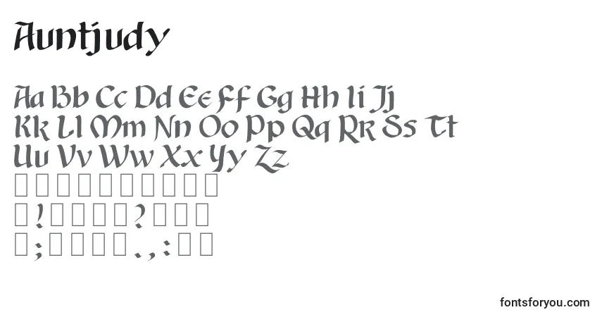 Schriftart Auntjudy – Alphabet, Zahlen, spezielle Symbole