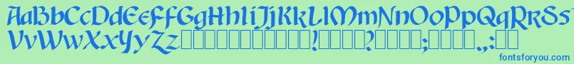 Auntjudy Font – Blue Fonts on Green Background