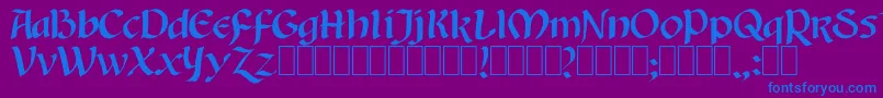 フォントAuntjudy – 紫色の背景に青い文字