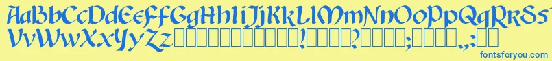 Auntjudy Font – Blue Fonts on Yellow Background