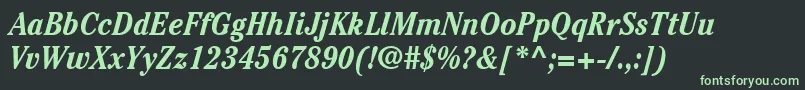 フォントItcCheltenhamLtBoldCondensedItalic – 黒い背景に緑の文字