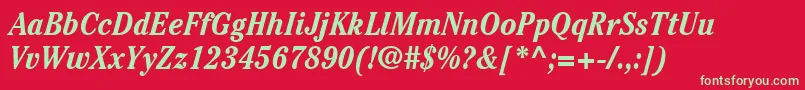 ItcCheltenhamLtBoldCondensedItalic Font – Green Fonts on Red Background