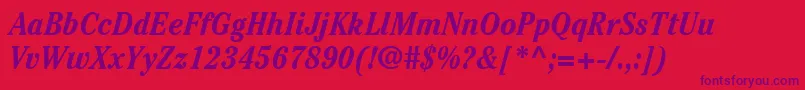 ItcCheltenhamLtBoldCondensedItalic Font – Purple Fonts on Red Background
