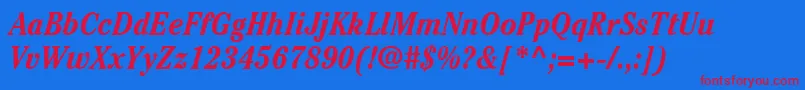 ItcCheltenhamLtBoldCondensedItalic Font – Red Fonts on Blue Background