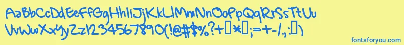 GregsHand-Schriftart – Blaue Schriften auf gelbem Hintergrund