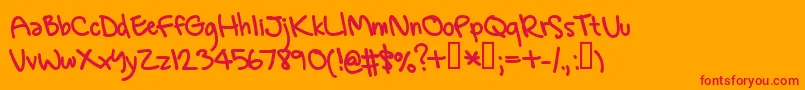 GregsHand Font – Red Fonts on Orange Background