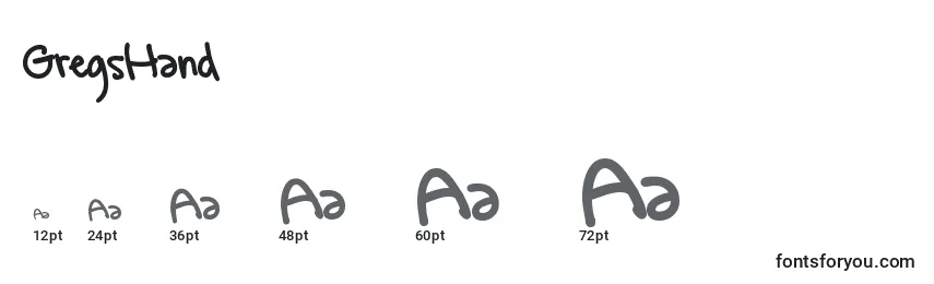 GregsHand Font Sizes
