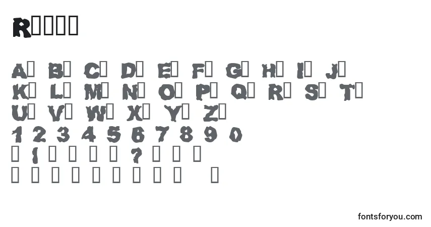 A fonte Rednz – alfabeto, números, caracteres especiais