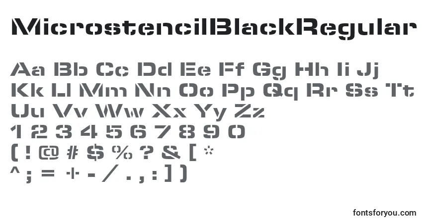 Schriftart MicrostencilBlackRegular – Alphabet, Zahlen, spezielle Symbole