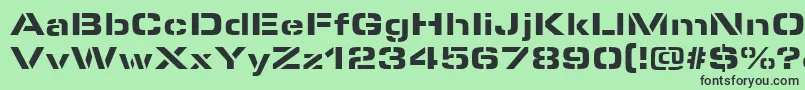フォントMicrostencilBlackRegular – 緑の背景に黒い文字