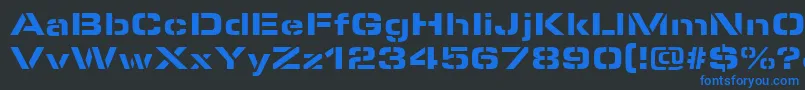 フォントMicrostencilBlackRegular – 黒い背景に青い文字