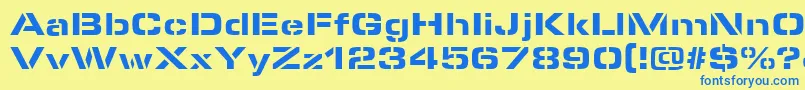 MicrostencilBlackRegular Font – Blue Fonts on Yellow Background