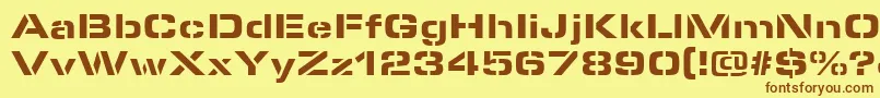 MicrostencilBlackRegular-fontti – ruskeat fontit keltaisella taustalla