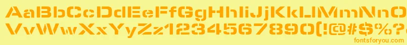 MicrostencilBlackRegular Font – Orange Fonts on Yellow Background