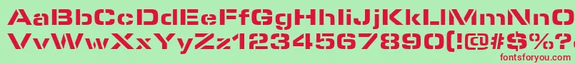 MicrostencilBlackRegular Font – Red Fonts on Green Background