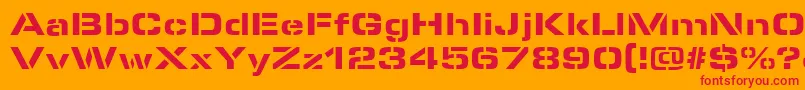MicrostencilBlackRegular Font – Red Fonts on Orange Background