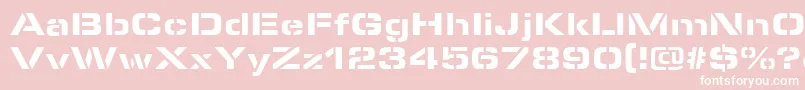 MicrostencilBlackRegular-Schriftart – Weiße Schriften auf rosa Hintergrund
