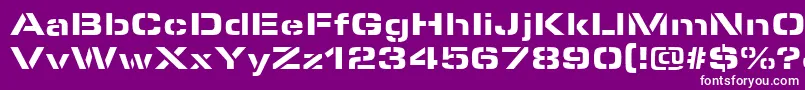 MicrostencilBlackRegular-Schriftart – Weiße Schriften auf violettem Hintergrund