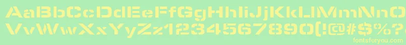 MicrostencilBlackRegular-fontti – keltaiset fontit vihreällä taustalla