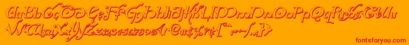 Hollyjingle3Dital-Schriftart – Rote Schriften auf orangefarbenem Hintergrund