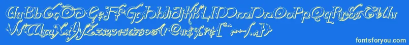 Hollyjingle3Dital-Schriftart – Gelbe Schriften auf blauem Hintergrund