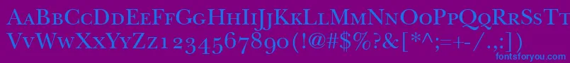 ItcNewBaskervilleSmallCapsOldStyleFigures Font – Blue Fonts on Purple Background