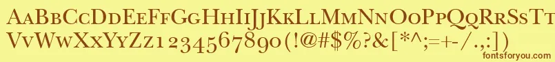 ItcNewBaskervilleSmallCapsOldStyleFigures Font – Brown Fonts on Yellow Background