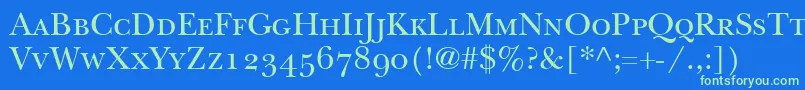 ItcNewBaskervilleSmallCapsOldStyleFigures Font – Green Fonts on Blue Background