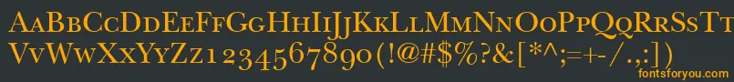 ItcNewBaskervilleSmallCapsOldStyleFigures Font – Orange Fonts on Black Background