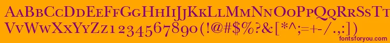 ItcNewBaskervilleSmallCapsOldStyleFigures Font – Purple Fonts on Orange Background