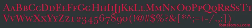 ItcNewBaskervilleSmallCapsOldStyleFigures Font – Red Fonts on Black Background