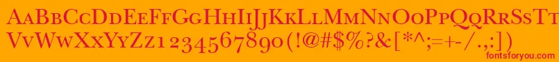 フォントItcNewBaskervilleSmallCapsOldStyleFigures – オレンジの背景に赤い文字