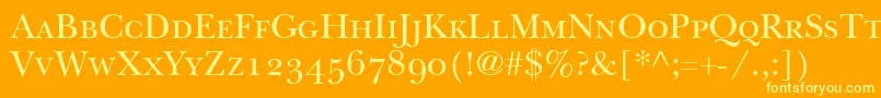 ItcNewBaskervilleSmallCapsOldStyleFigures Font – Yellow Fonts on Orange Background