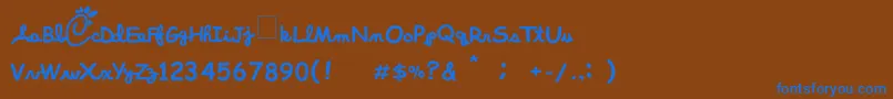 フォントChickFoolA – 茶色の背景に青い文字