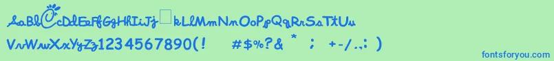 ChickFoolA Font – Blue Fonts on Green Background