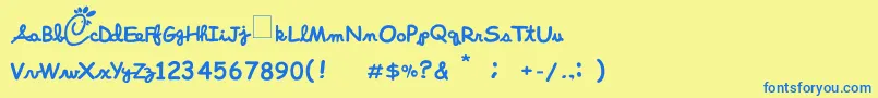 ChickFoolA Font – Blue Fonts on Yellow Background