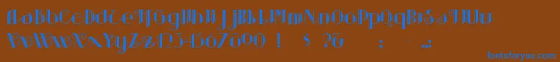 Sarsapar-Schriftart – Blaue Schriften auf braunem Hintergrund