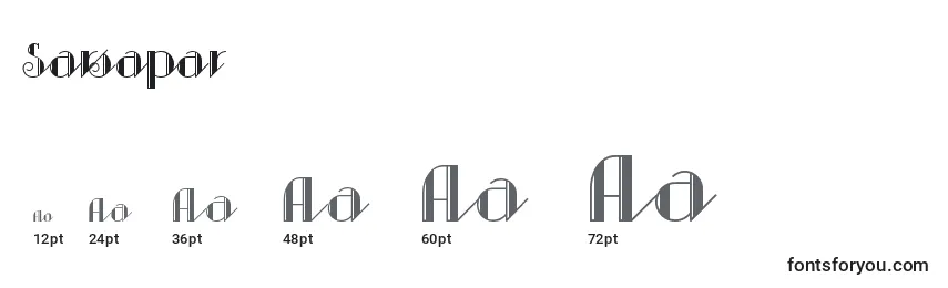 Размеры шрифта Sarsapar