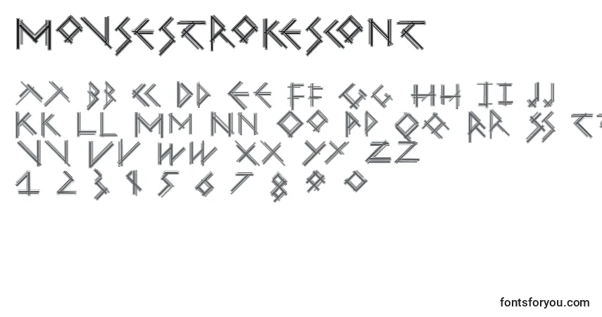Schriftart Mousestrokescont – Alphabet, Zahlen, spezielle Symbole
