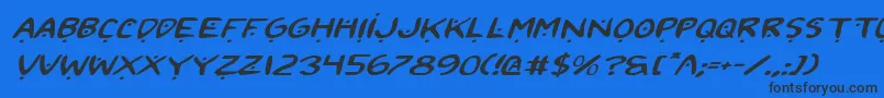 2toon2ExpandedItalic Font – Black Fonts on Blue Background