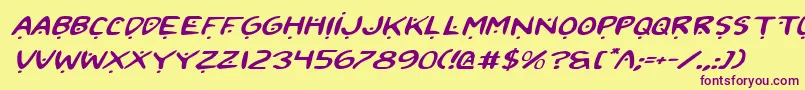 2toon2ExpandedItalic-Schriftart – Violette Schriften auf gelbem Hintergrund