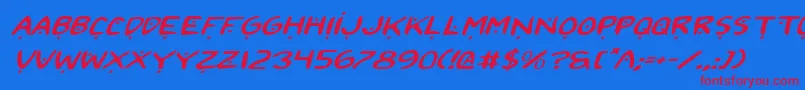 2toon2ExpandedItalic Font – Red Fonts on Blue Background