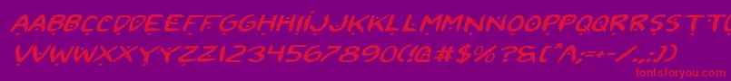 2toon2ExpandedItalic Font – Red Fonts on Purple Background