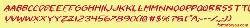 2toon2ExpandedItalic Font – Red Fonts on Yellow Background