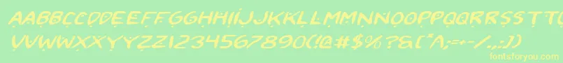 2toon2ExpandedItalic-Schriftart – Gelbe Schriften auf grünem Hintergrund