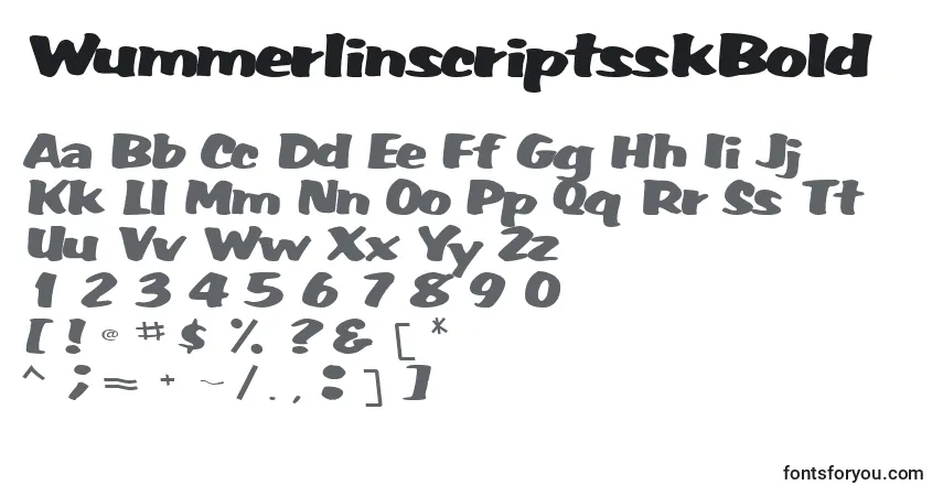 Czcionka WummerlinscriptsskBold – alfabet, cyfry, specjalne znaki