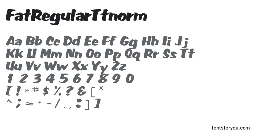 Czcionka FatRegularTtnorm – alfabet, cyfry, specjalne znaki