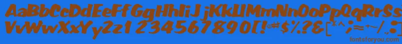 フォントFatRegularTtnorm – 茶色の文字が青い背景にあります。