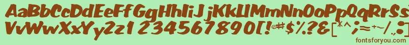 FatRegularTtnorm-fontti – ruskeat fontit vihreällä taustalla