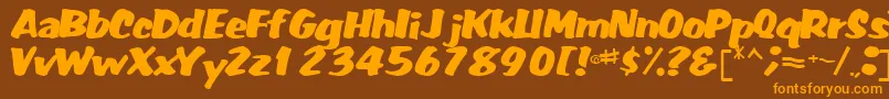フォントFatRegularTtnorm – オレンジ色の文字が茶色の背景にあります。